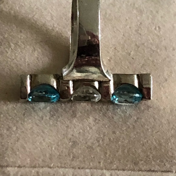 NWOT Sterling Silver Lab Created Pariba & White Topaz Ring - Picture 5 of 8